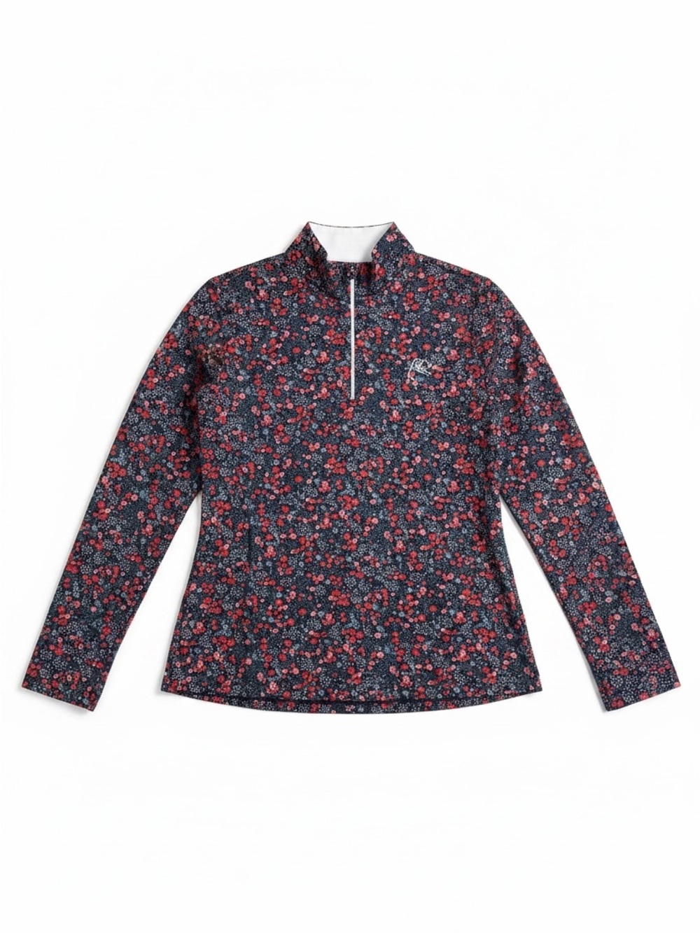 Rhoback Azalea Quarter Zip Pullover Women Small Navy Floral Performance Top